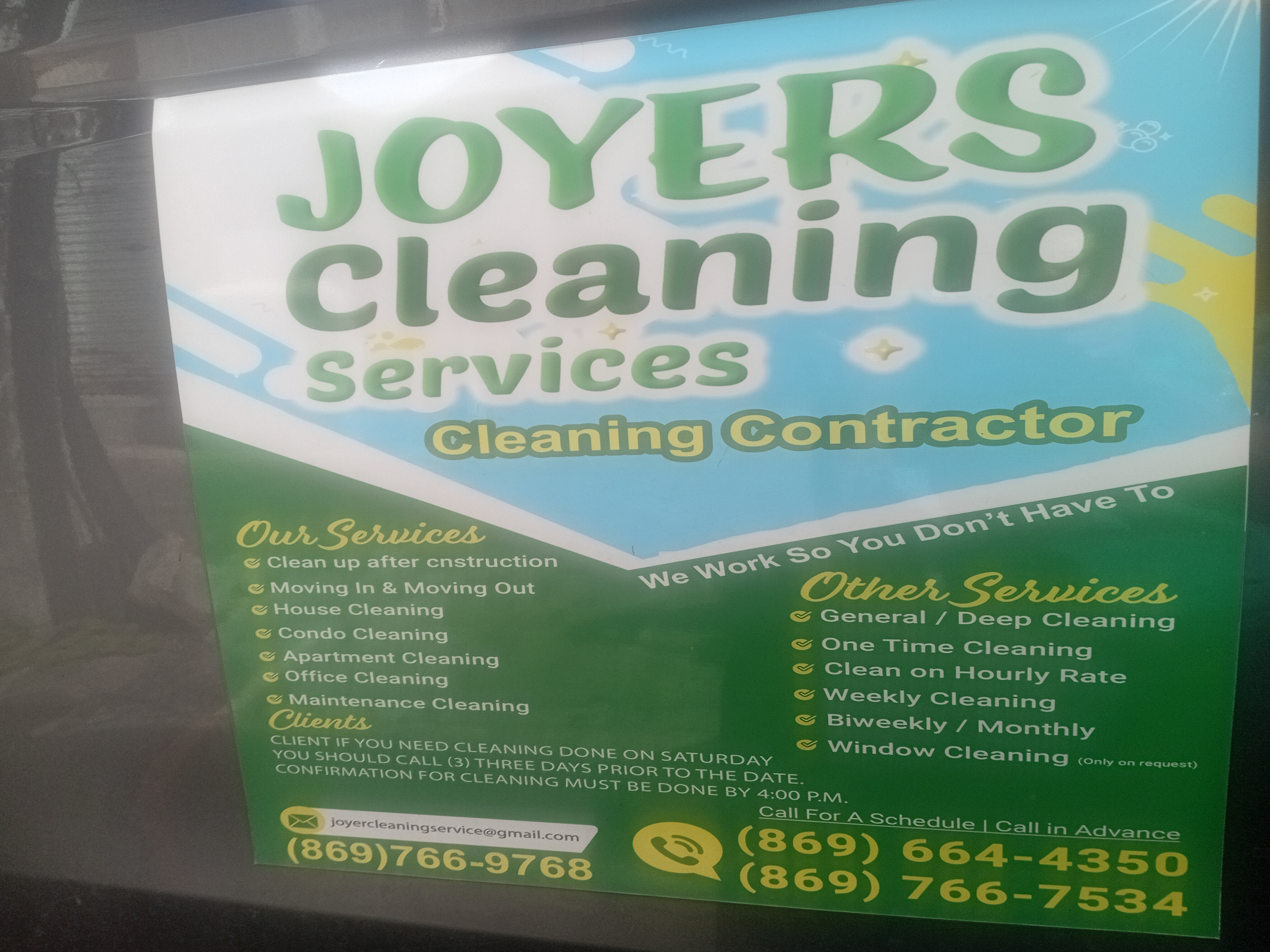 Joyer's cleaning services